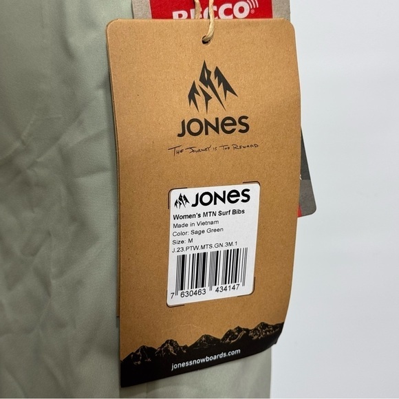Jones • Women’s Mountain MTN Surf Snowboard Ski Bibs Sage Green M NWT - Picture 10 of 14
